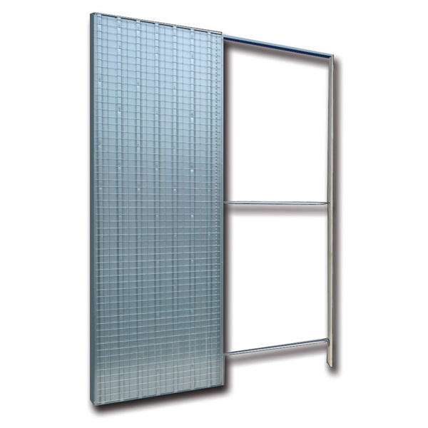 Système à galandage pour porte coulissante simple vantail - caisson à enduire - Scrignotech - porte de 204 CM x 83 CM - cloison finie 90 mm