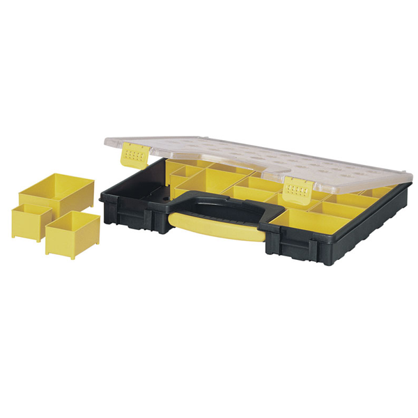 Boite plastique avec 25 compartiments amovibles dimensions 423 x 334 x 52 mm vide