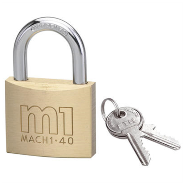Cadenas type 1 corps laiton 40 mm grade 5 anse acier cémenté - 2 clés - Thirard