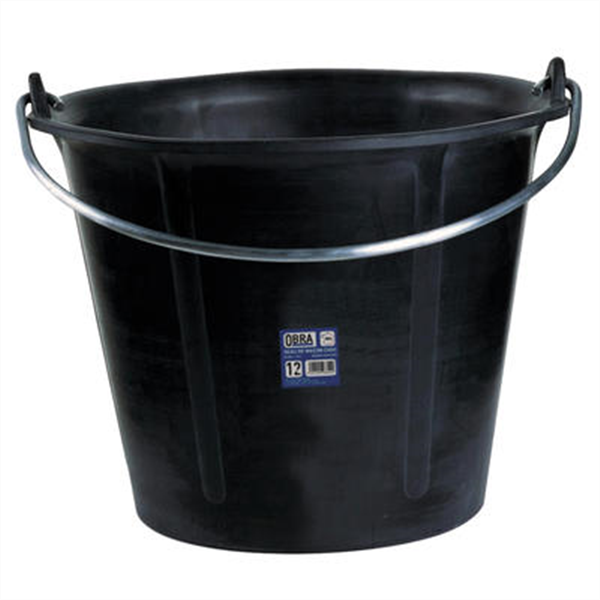 Seau caoutchouc gradué Obra avec anse 7 mm capacité 12 litres noir