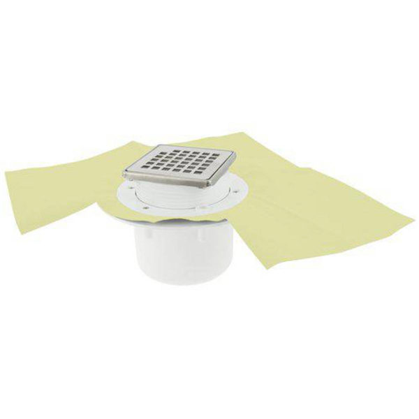 Siphon PVC pour sol carrelé Diam. 50/63 mm avec grille et cadre inox 304 - Sortie ver