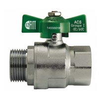 Vanne sphérique avec poignée papillon mâle femelle MF 3/4" (20x27) Noyon et Thiebault - Arrêt 1/4 de tour