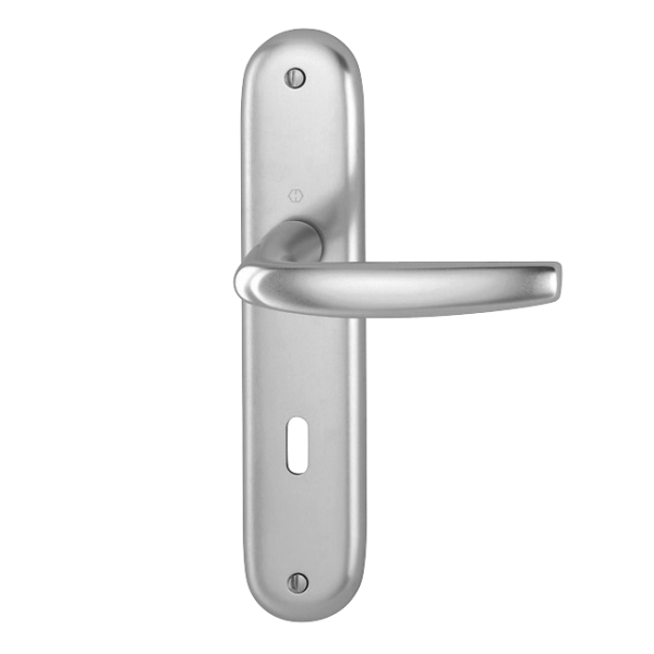 Poignée de porte clé en L - Atlanta Hoppe - porte 40-46 mm carré 7 mm - Alu aspect argent
