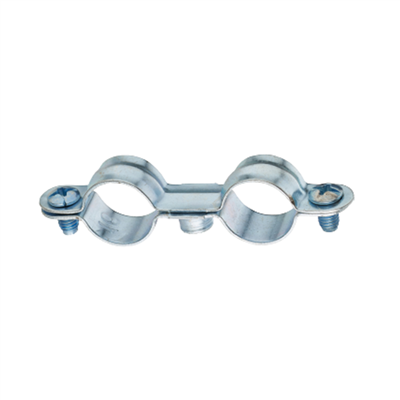 Collier de fixation double - Tubes en cuivre - Diamètre 12 mm - Acier zingué - Sachet de 5