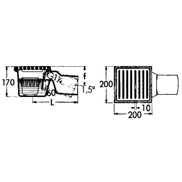 SIPHON FONTE  REF. 5009.40.00 COMPLET  SORTIE DN100 V