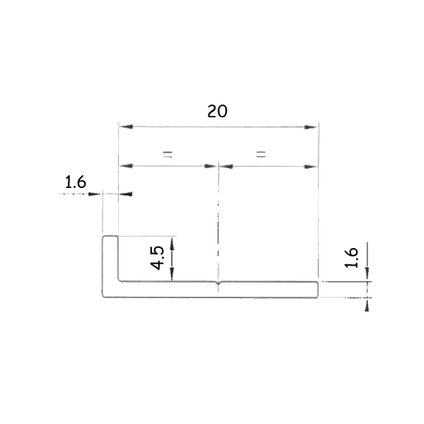 Profilé de départ en L Gerflor pour dalle et panneau mural Revela - alu - 20,1 MM x 5,4 MM - long. 2,60 M