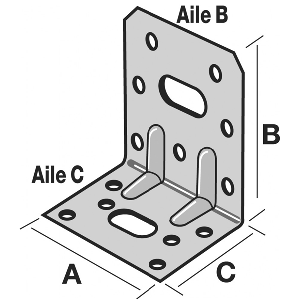 Équerre renforcée E14 75x80x50 mm épaisseur 2 mm