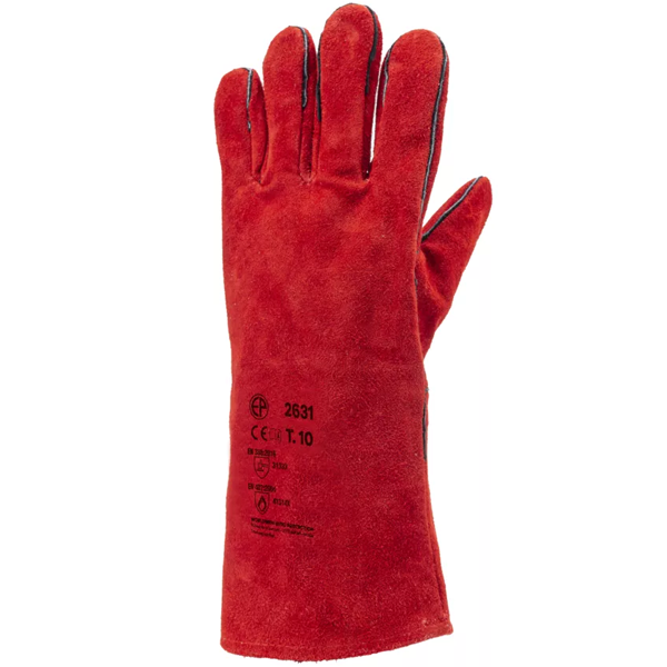 Gant de protection spécial soudeur - croute de vachette rouge - Euroweld 2631- Taille 10