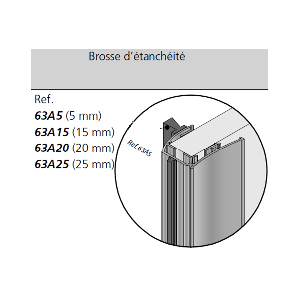 Brosse d'étanchéité pour porte placard coulissant longueur 12 mètres hauteur 20 mm