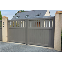Portail aluminium sur mesure Nunki CT 40 - Battant ou coulissant - Semi-ajouré avec soubassement plein