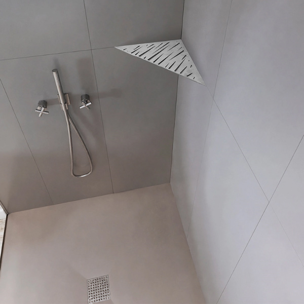 Étagère de douche en acier Inox brossé - forme Triangulaire design Tiger - 37,0 CM x 26,0 CM x 3,00 MM