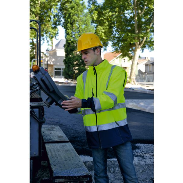 Veste haute visibilité softshell Station Coverguard manches amovibles - Jaune et marine - Taille 3XL