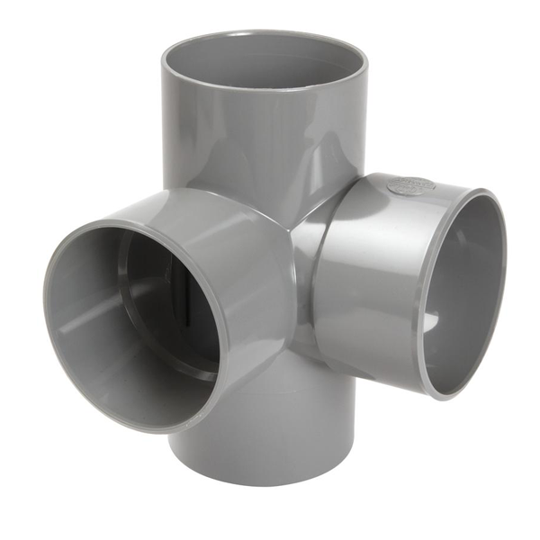Culotte et embranchement double d'équerre à 87'30° - Femelle/Femelle - Diamètre 100 mm