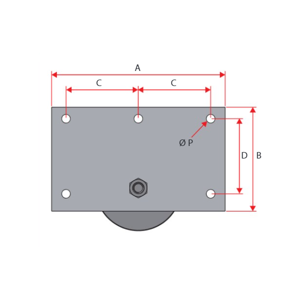 Monture à galet en fonte gorge ronde - Capacité 500 kg - 300  x 180 mm - Acier zingué - Lot de 2
