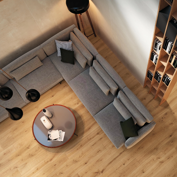 Carrelage intérieur en grès cérame rectifié effet bois Exence - 120,0 CM x 20,0 CM - ép. 9,00 MM - Almond