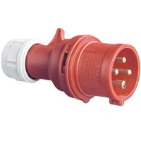 Fiche prolongateur mâle à 4 broches 3P+T en caoutchouc dur  - 16 A - 380 V - norme P17