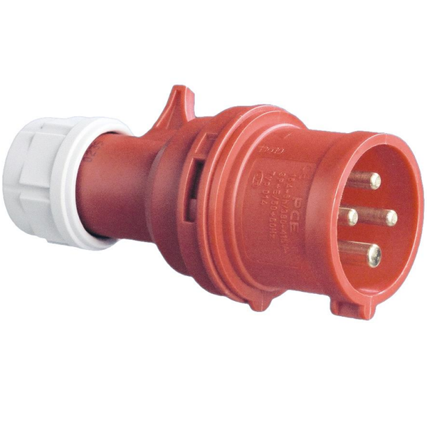 Fiche prolongateur mâle à 4 broches 3P+T en caoutchouc dur  - 16 A - 380 V - norme P17