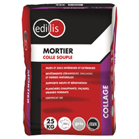 Mortier colle souple EDILIS pour la pose de carrelage - Gris - Sac de 25 KG