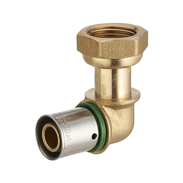 Raccord PER coude à sertir 12 avec écrou tournant 1/2F