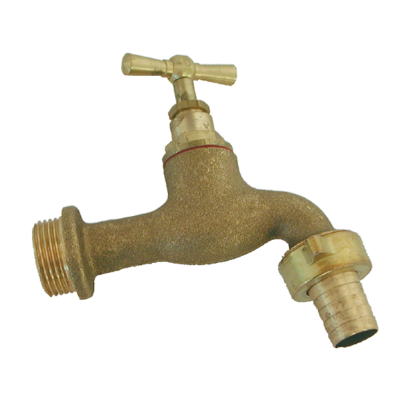 Robinet d'arrosage extérieur 20 x 27  à clapet - Raccord au nez 15 x 21 mm - Laiton