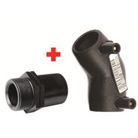 COUDE 45 ES DE TRANSITION FILETAGE PE100-PN16 50 X 1.1/2