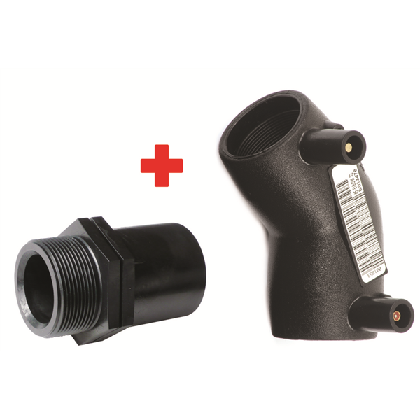 COUDE 45 ES DE TRANSITION FILETAGE PE100-PN16 50 X 1.1/2