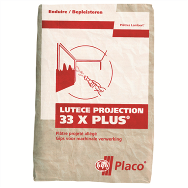 Plâtre allégé à projeter pour enduisage des murs et plafonds - Lutèce Projection 33X Plus - sac de 33 kg