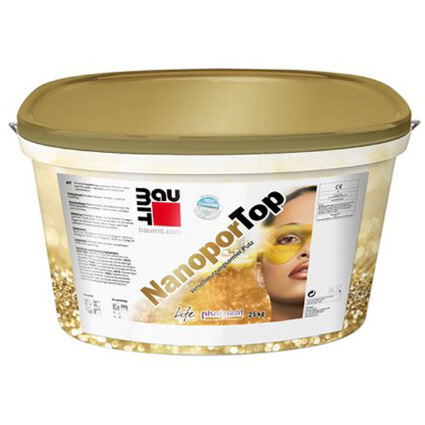 Enduit autonettoyant pour façades extérieures - NanoporTop Baumit - seau de 25 kg