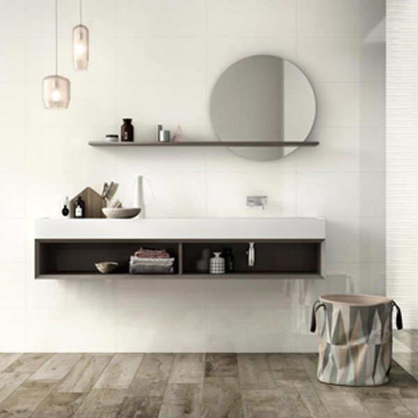 Faïence murale pour salle de bain et cuisine imitation résine - Resina - 40,0 cm x 120,0 cm - ep.6,00 mm - Bianco