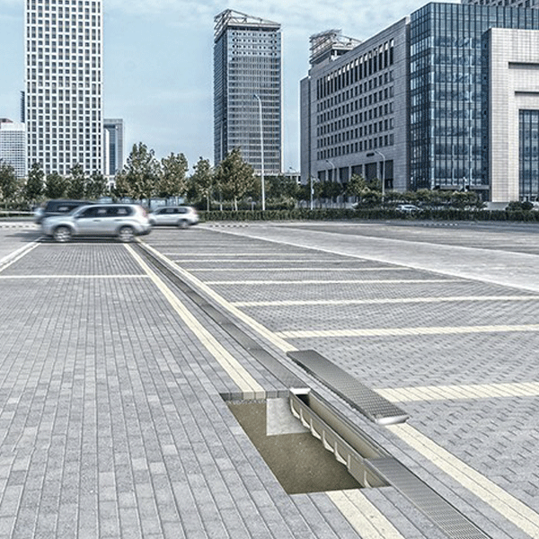 Caniveau en béton polymère MEADRAIN SV 1000 avec feuillures acier galvanisé et grille fonte C250 - Largeur 100,0 mm - Longueur 1 m