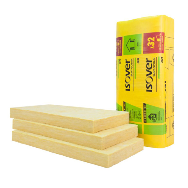 Panneau laine de verre pour murs et cloisons - GR 32 Nu Isover - R=3,15 m².K/W - 1,35 M x 0,60 M - ép.100 MM