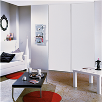 Packs de façades de placard coulissant Gypso - Blanc structuré, profil Acier laqué blanc - 250 CMx60 CM