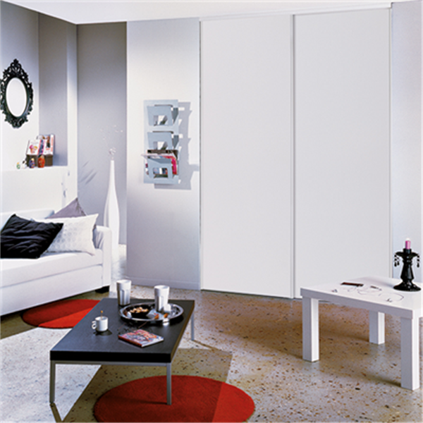 Packs de façades de placard coulissant Gypso - Blanc structuré, profil Acier laqué blanc - 250 CMx60 CM