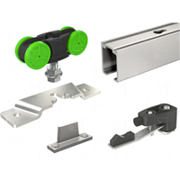 Kit coulissant pour porte - Rail aluminium 1,90 m + 2 montures MA40B 40 kg avec platines + Accessoires de montage