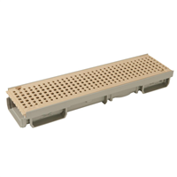 Caniveau bas pour piscine - Grille piétonne - Longueur 500 mm - Largeur 130 mm - PVC - Sable