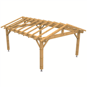 Abri de jardin Peyragudes avec toit à 2 pentes - sapin traité Classe 2 - en kit - 4 x 4 m