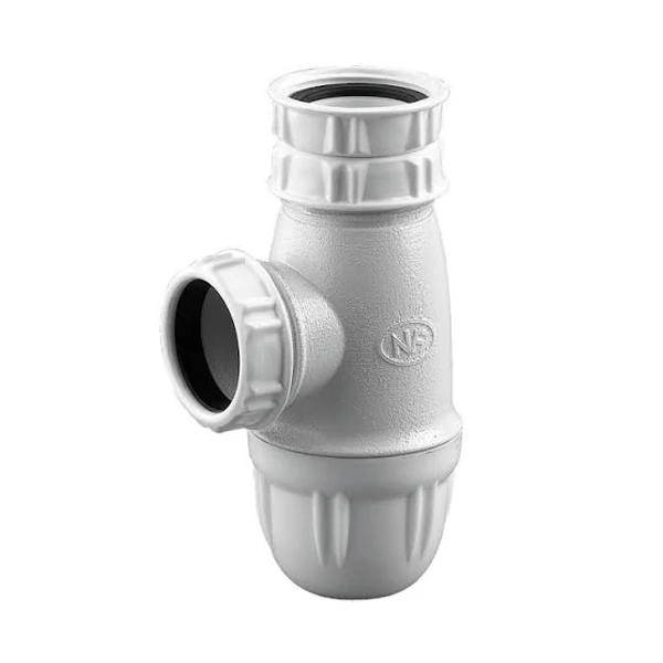 Siphon d'évier en plastique blanc hauteur réglable Noyon & Thiebault - diamètre 40 - filetage 1" 1/2