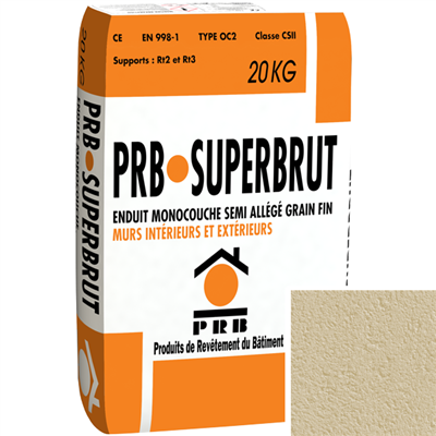 Enduit monocouche semi-allégé à grain fin PRB Superbrut type OC2 - Île de France - sac de 20 kg