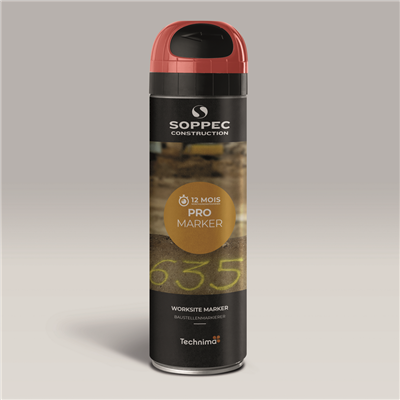 Traceur de chantier PROMARKER rouge non fluorescent durée 12 mois 500 ml