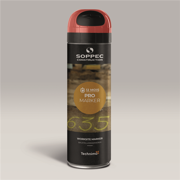 Traceur de chantier PROMARKER rouge non fluorescent durée 12 mois 500 ml