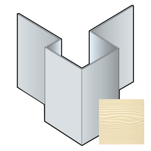 Profil d'angle extérieur asymétrique pour bardage Cedral Lap - Aluminium laqué Vanille C02 - longueur 3 M