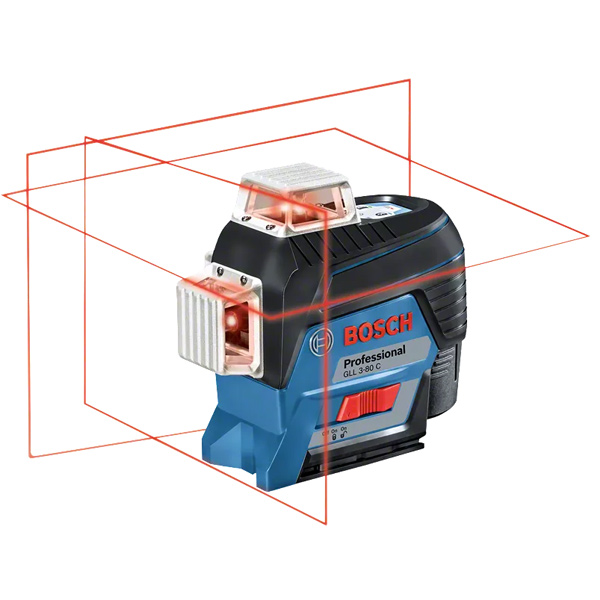 Niveau laser vert multi-lignes Bosch GLL 3-80 C Professionnal - en L-BOXX avec batterie 12V et chargeur rapide 12V