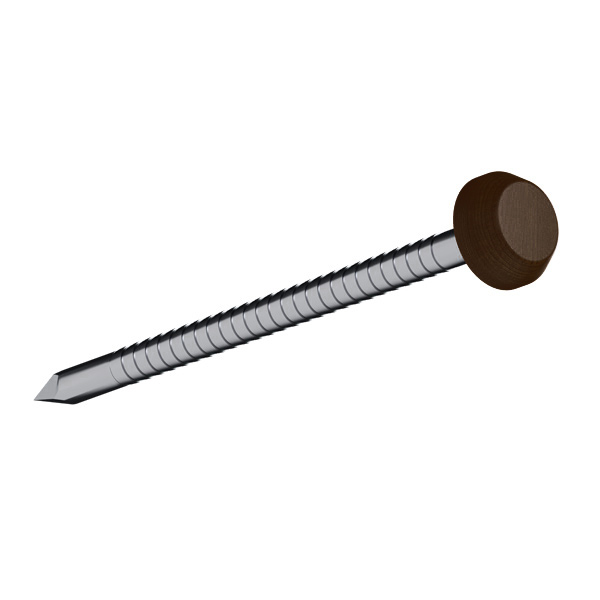Pointe inox tête PVC Acajou pour fixation planche de rive Rivecel 9 mm - RCT4 - Longueur 40 mm - Boîte de 250