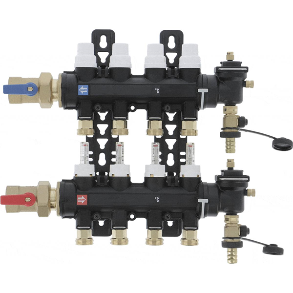 Collect. HYDRONIC Ø1"-4 circuits *6716D1 Ensemble complet-Matériaux de Synthèse