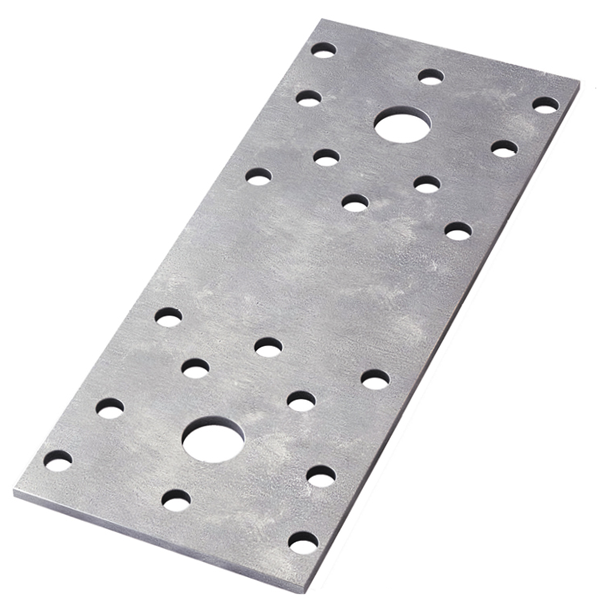 Platine d'assemblage pré-percée CQFD - 140 x 55 mm - épaisseur 2.5 mm - acier zingué