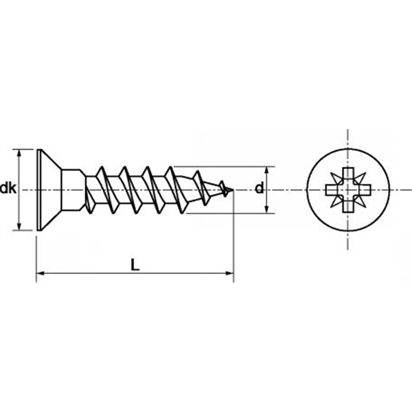 Vis pour aggloméré tête fraisée empreinte pozidriv filetage partiel Inox A4 4x20 - boîte de 200