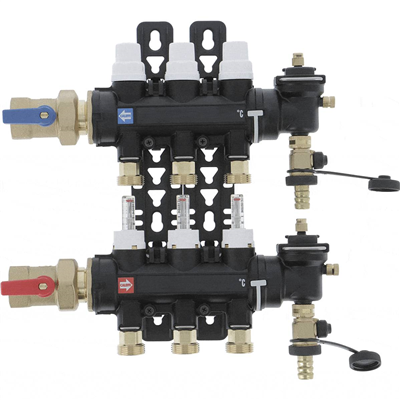 Collect. HYDRONIC Ø1"-3 circuits *6716C1 Ensemble complet-Matériaux de Synthèse