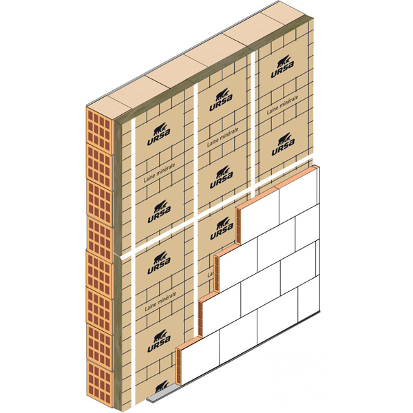 Panneau laine de verre semi-rigide pour murs maçonnés - PRK 32 revêtu kraft Ursa - R=3,75 m².K/W - 1,35 M x 0,60 M - ép.120 MM