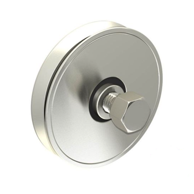 Galet à gorge en V  Mantion pour rail au sol - Capacité 200 Kg - Diamètre 80 mm - Acier - Lot de 2