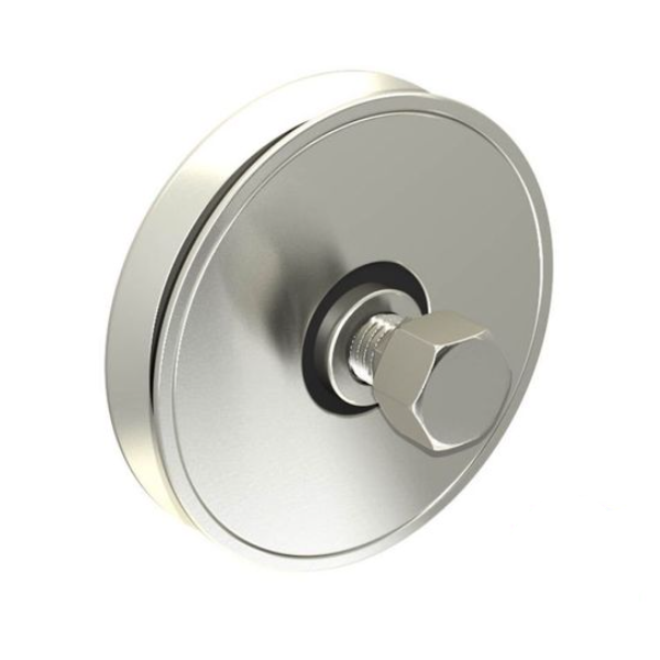 Galet à gorge en V  Mantion pour rail au sol - Capacité 200 Kg - Diamètre 80 mm - Acier - Lot de 2